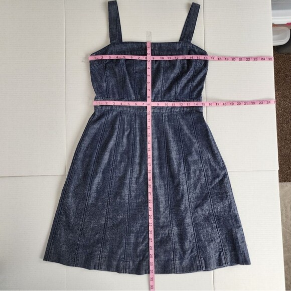 Gap Factory Denim Dress Jean Dress A-Line Adjustable Straps Zip Dark Wash Blue M - Picture 8 of 12